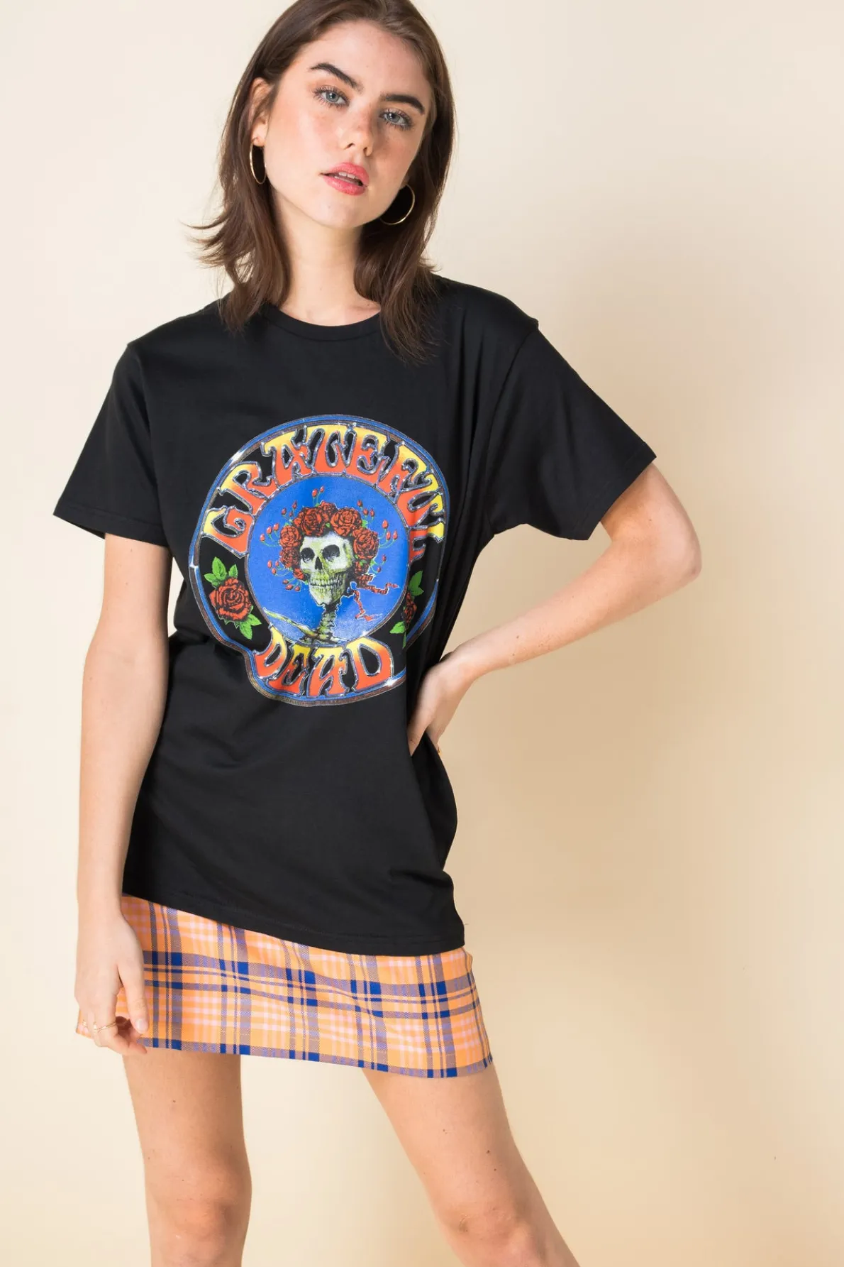 Daisy Street Relaxed T-Shirt with Grateful Dead Print-Women T-Shirts