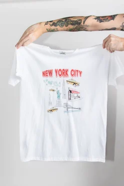 Daisy Street Relaxed T-Shirt with New York Print-Women T-Shirts