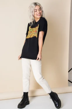 Daisy Street Relaxed T-Shirt with Billie Eilish Print-Women Band Tees | T-Shirts