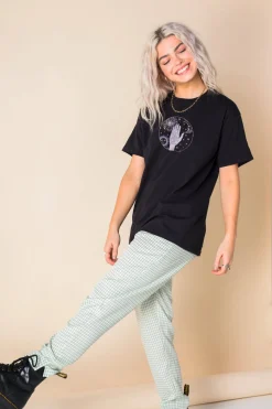 Daisy Street Relaxed T-Shirt with Palmistry Print-Women T-Shirts