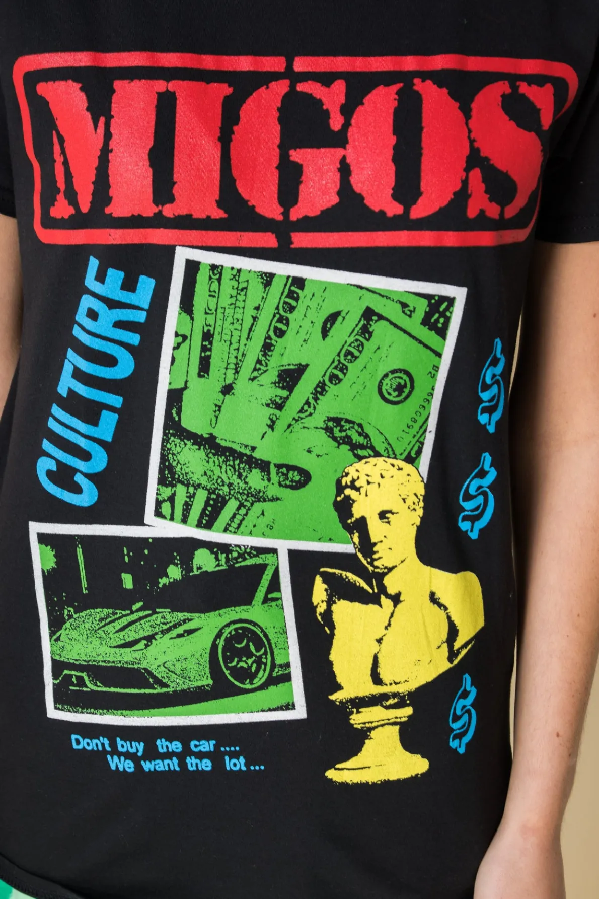 Daisy Street Relaxed T-Shirt with Migos Print-Women Band Tees | T-Shirts