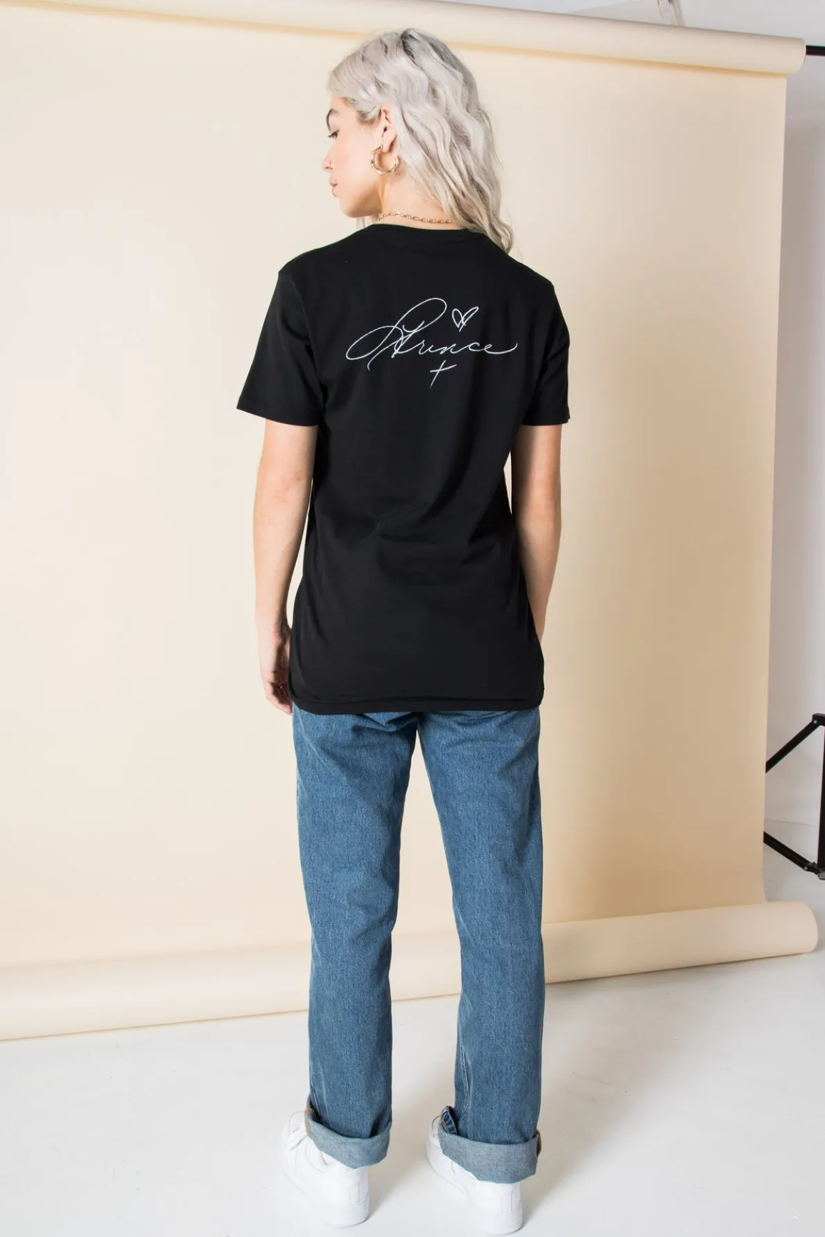 Daisy Street Relaxed T-Shirt with Prince Parade Print-Women Band Tees | T-Shirts