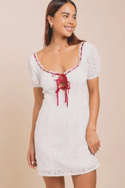 Daisy Street Ribbon Detail Mini Dress-Women Dresses
