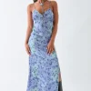 Daisy Street Satin Slip Cami Dress With Split-Women Dresses