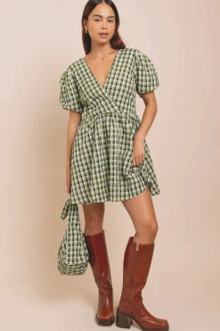 Daisy Street Seersucker Mini Smock Dress-Women Dresses