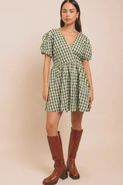 Daisy Street Seersucker Mini Smock Dress-Women Dresses