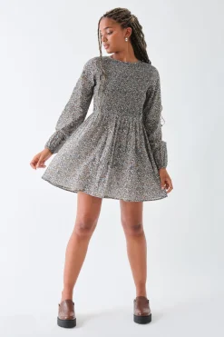 Daisy Street Shirred Alexis Mini Smock Dress-Women Dresses