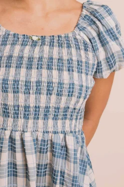 Daisy Street Shirred Bodice Midi Dress In Check-Women Dresses