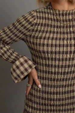 Daisy Street Shirred Long Sleeve Mini Dress-Women Partywear | Dresses