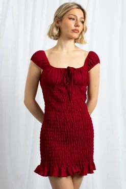 Daisy Street Shir Milkmaid Style Dress With Frill Hem-Women Dresses