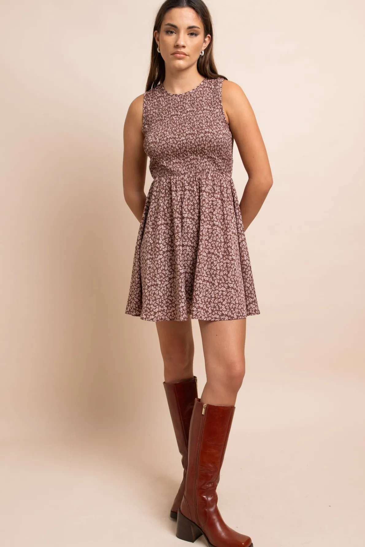 Daisy Street Shirred Sleeveless Alexis Dress-Women Dresses