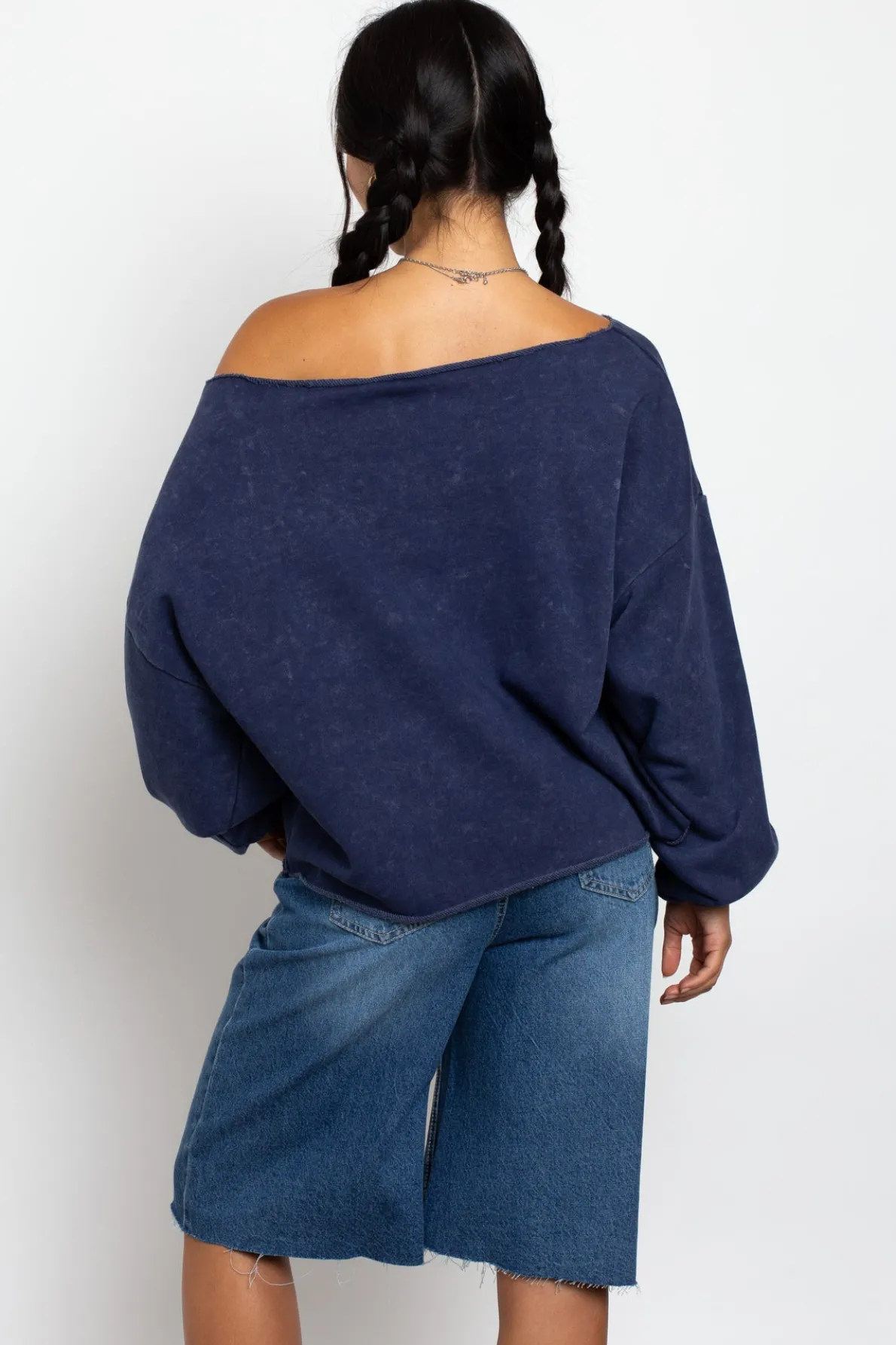 Daisy Street Slashed Neck Sweat With New York City Graphic-Women Tops | Hoodies & Sweatshirts