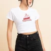 Daisy Street Slim Crop T-Shirt with Sweet As Pie Print-Women T-Shirts
