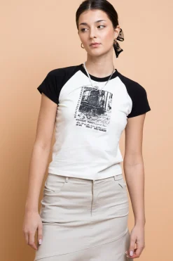 Daisy Street Stateside Varsity Raglan Baby Tee-Women Tops | T-Shirts