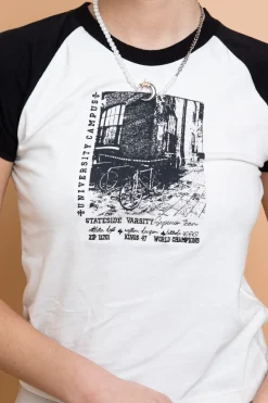 Daisy Street Stateside Varsity Raglan Baby Tee-Women Tops | T-Shirts