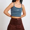 Daisy Street Stripe Knitted Crop Top-Women Tops