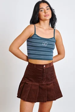 Daisy Street Stripe Knitted Crop Top-Women Tops