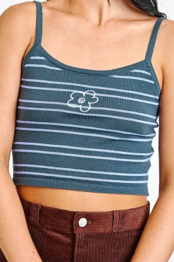 Daisy Street Stripe Knitted Crop Top-Women Tops