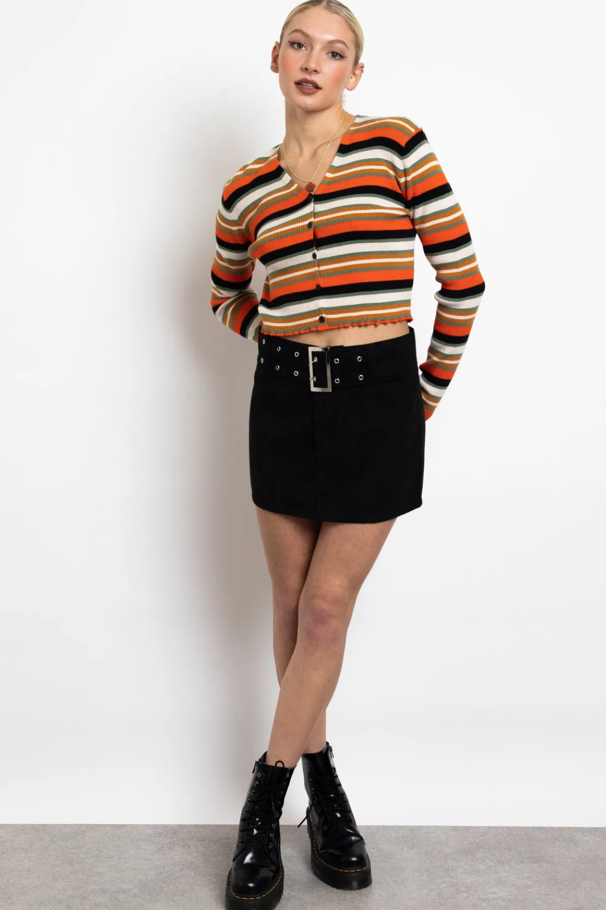 Daisy Street Stripe 90's Knit Cardigan-Women Tops | Hoodies & Sweatshirts