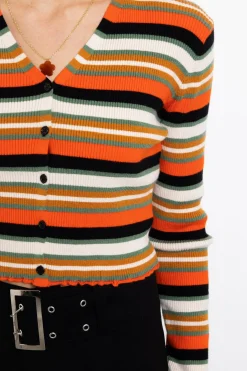 Daisy Street Stripe 90's Knit Cardigan-Women Tops | Hoodies & Sweatshirts