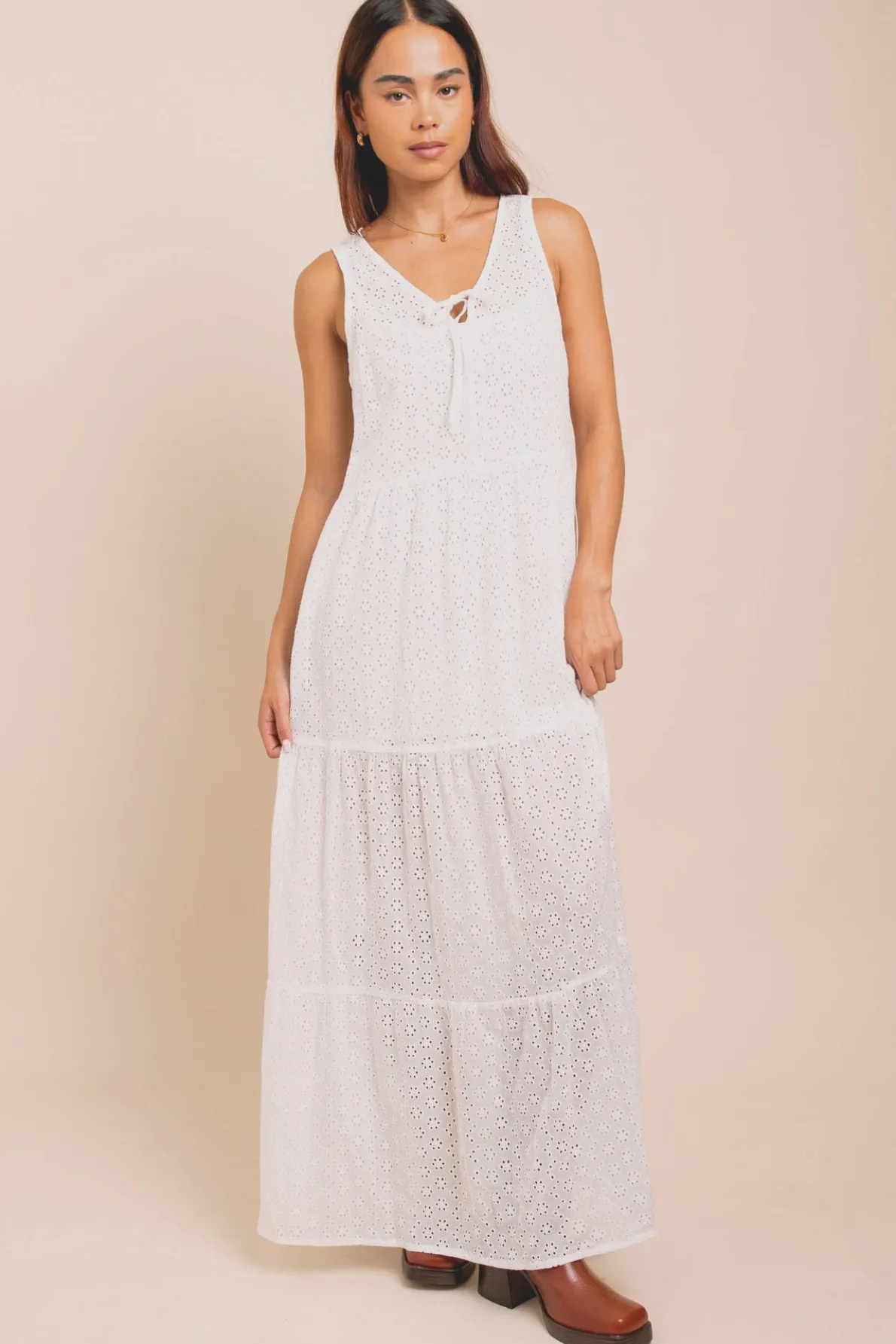 Daisy Street Tiered Maxi Dress With Split Front-Women Dresses