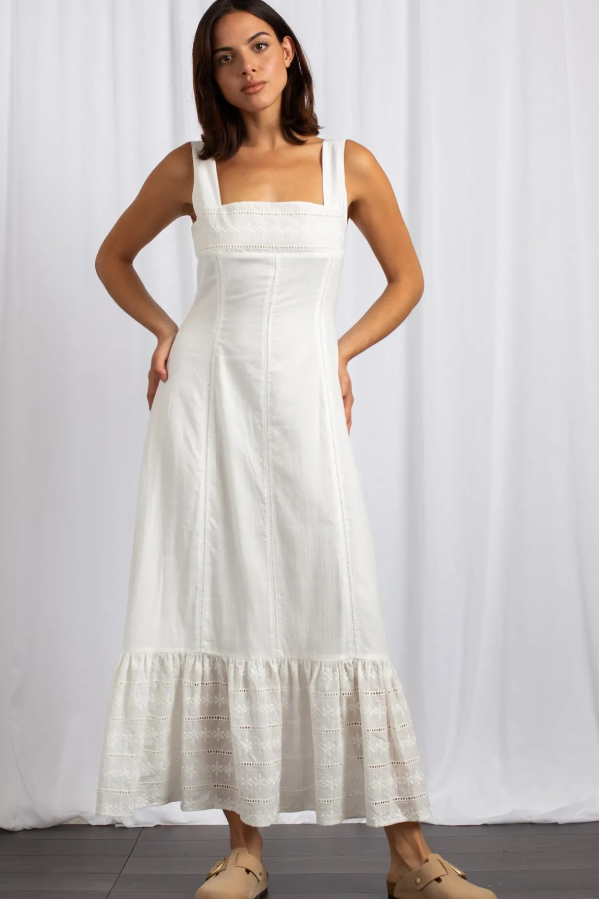 Daisy Street Tiered Midaxi Dress With Lace Trims-Women Dresses