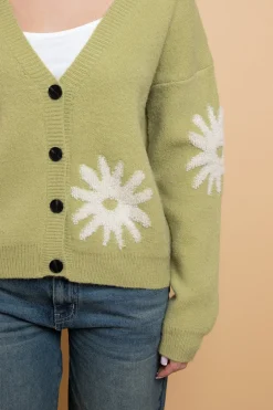 Daisy Street Tufted Intarsia Cardigan-Women Tops | Cardigans