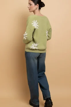 Daisy Street Tufted Intarsia Cardigan-Women Tops | Cardigans