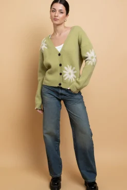 Daisy Street Tufted Intarsia Cardigan-Women Tops | Cardigans
