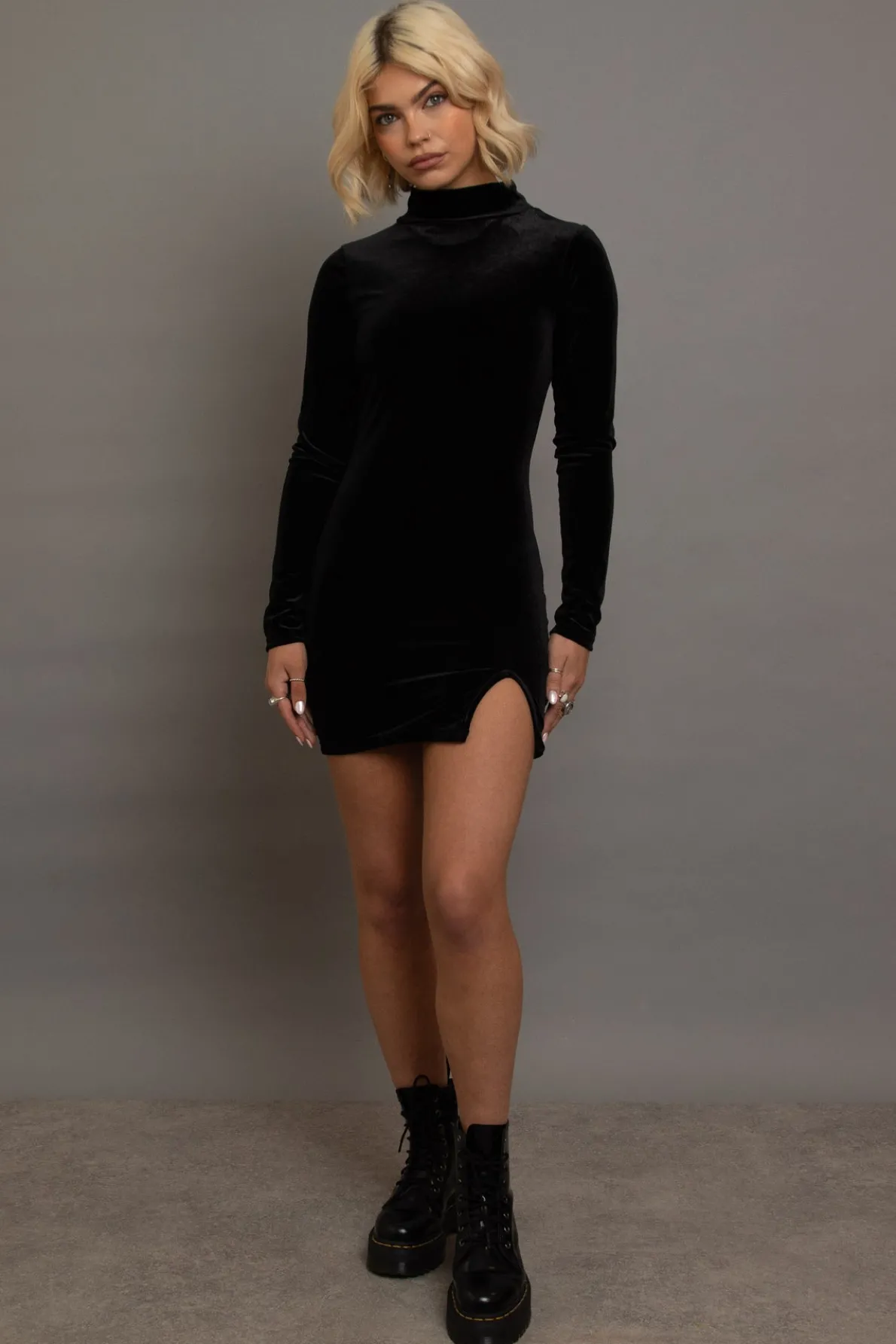 Daisy Street Velvet High Neck Mini Dress-Women Partywear | Dresses