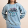 Daisy Street Washed Sweat With Print & Embroidery-Women Hoodies & Sweatshirts