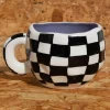 Daisy Street Wobbly Mug With Checkerboard Print- Homeware