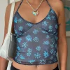 Daisy Street x Chloe Davie Halter Neck Mesh Top-Women Tops