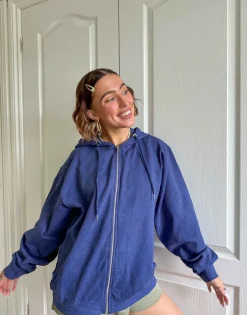 Daisy Street x Chloe Davie Washed Navy Hoodie-Women Tops