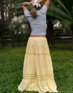 Daisy Street X Molly Mcfarlane Boho Maxi Tiered Skirt In Buttermilk-Women Skirts
