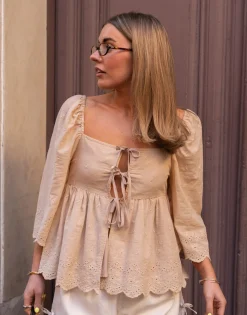 Daisy Street X Molly Mcfarlane Square Neck Cutwork Babydoll Blouse In-Women Tops