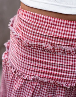 Daisy Street X Molly Mcfarlane Boho Tie Ruffle Maxi Skirt In Gingham-Women Skirts