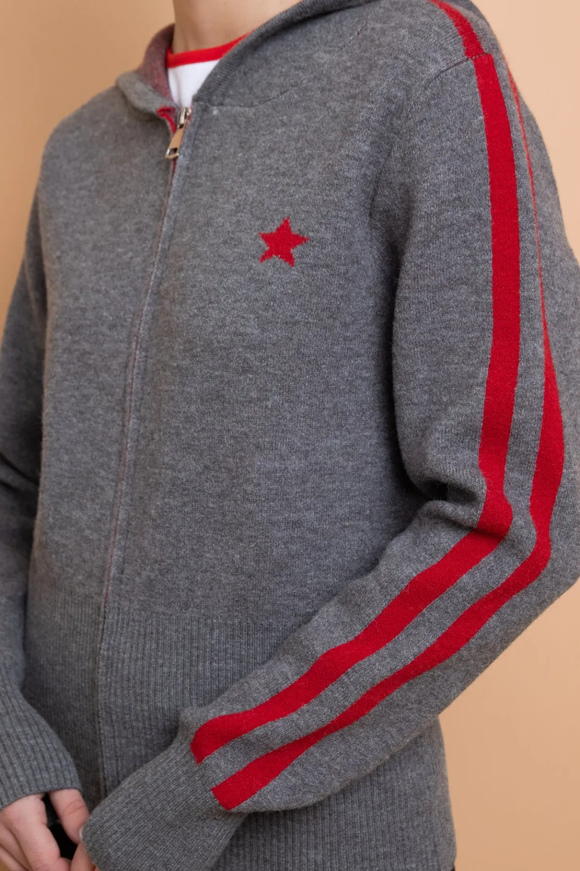 Daisy Street Zip Up Intarsia Knit Top-Women Tops